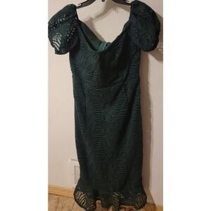 PRETTY LITTLE THING Women Maxi US Size 12 Green Lacey NWT Mother of the Bride
